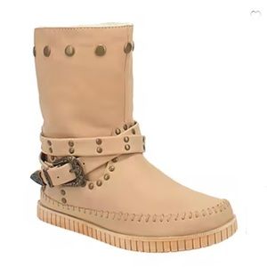 Dingo Malibu Sz.6 Suede Moccasin Boots NEW Sand